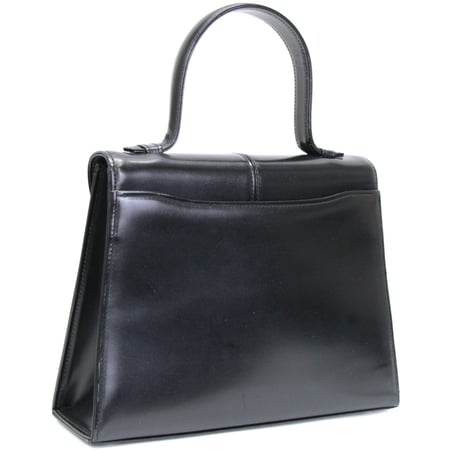 Yves Saint Laurent Logo Hardware Top Handle Envelope Flap Bag Leather Black #76567