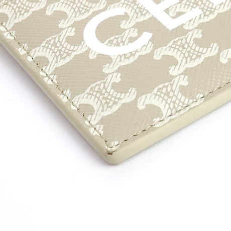 CELINE Triomphe Card Holder Canvas Beige #19747