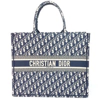 Christian Dior Large Book Tote Bag Oblique Canvas Navy #19792