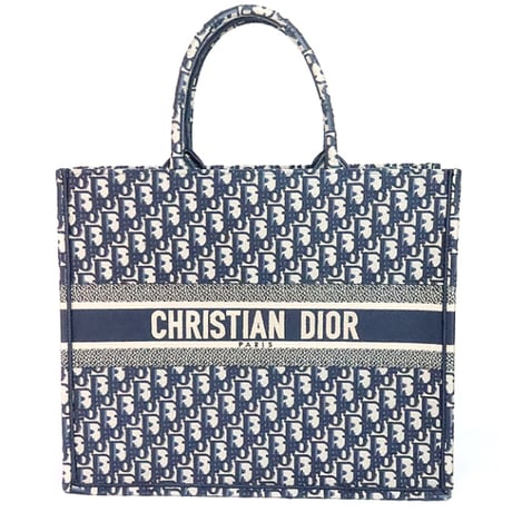 Christian Dior Large Book Tote Bag Oblique Canvas Navy #19792