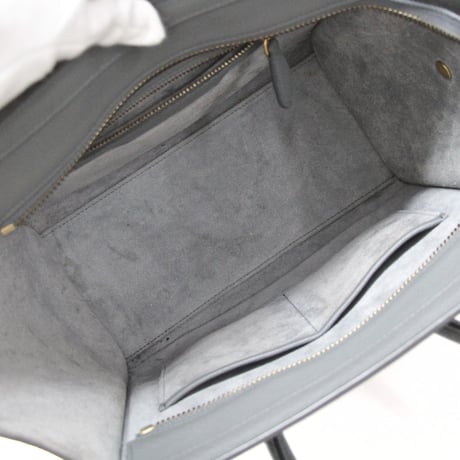 CELINE Micro Luggage Tote Bag Leather Gray #75584