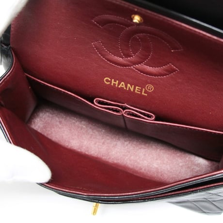 CHANEL Classic 23 Small Double Flap Bag Quilted Lambskin Black ＃76290