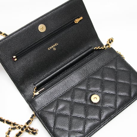 CHANEL Wallet on Chain Bag Quilted Caviar Black #76295