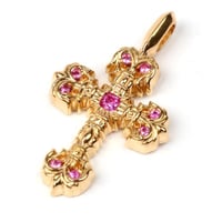 Chrome Hearts 22K Tiny Filigree Cross Pave pink Sapphire Pendant  #104617