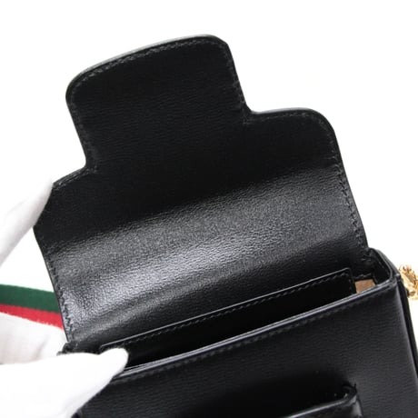 GUCCI Mini Horsebit 1955 Wallet on Strap Calfskin Black #75465
