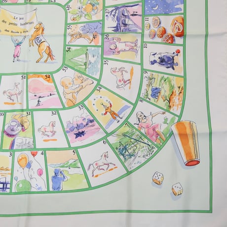 HERMES Carre 90 Silk 100% Scarf Stole "LE JEU DES PETITS BONHEURS" #76487