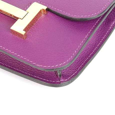 HERMES Constant Slim Wallet Evercolor Leather Anemone #20128