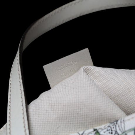 GUCCI Botanical Floral Printed Tote Bag Canvas White #75393