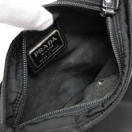 PRADA Triangle Logo Shoulder Bag Nylon Black #76218