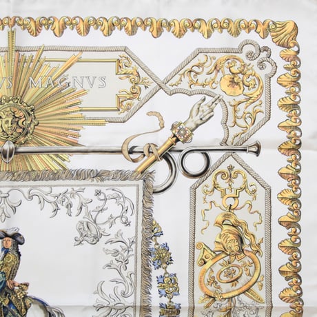 HERMES Carre 90 Silk 100% Scarf Stole "LVDOVICVS MAGNVS" #76551