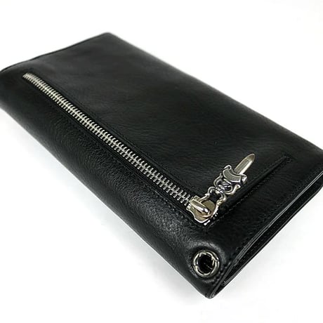 Chrome Hearts Brand-New Wave Wallet Cross Button Tri-Fold Leather Wallet #100117