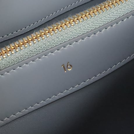 CELINE Small 16 Shoulder Bag Shiny Calf Leather Blue Grey #20347