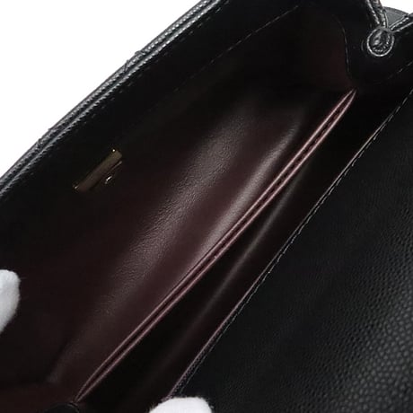 CHANEL Small Coco Handle Flap Bag Quilted Caviar Black #19907