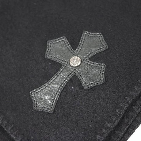 Chrome Hearts Large Cashmere Stole Scarf Leather Cross Patches Black #103781
