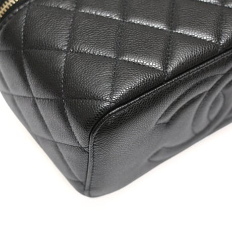CHANEL Small Vanity Bag with Chain Quilted Caviar Black #76357