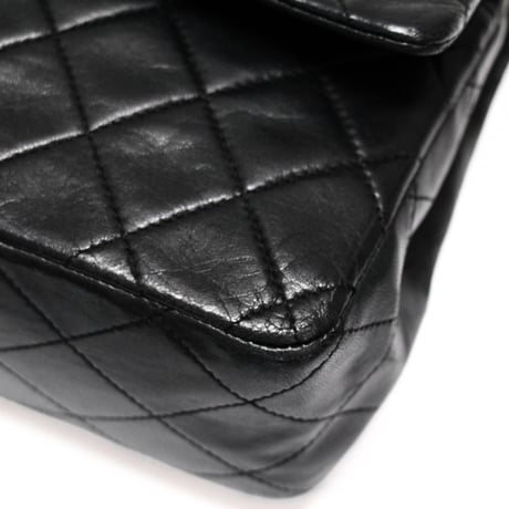 CHANEL Classic 25 Medium Double Flap Bag Quilted Lambskin Black #75010