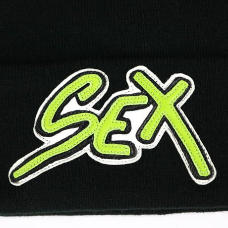 Chrome Hearts Matty Boy Sex Records Logo Knit Beanie Black #103930