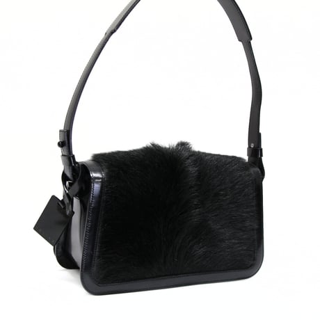 CELINE Vintage Shoulder Bag Pony Hair Leather Black #74060