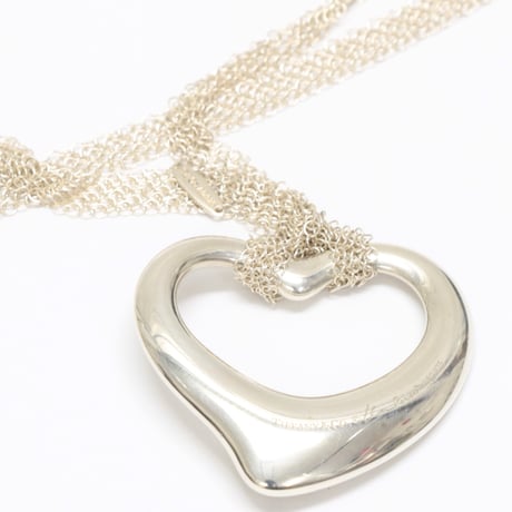 TIFFANY＆Co. Open Heart Mesh Chain Necklace Sterling Silver 925 #75672