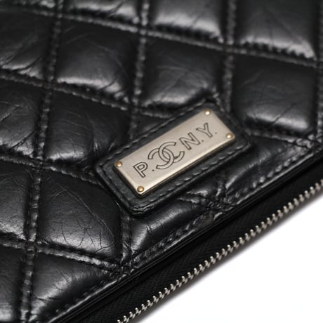 CHANEL Paris New York Zip-around Wallet Leather Black #75350