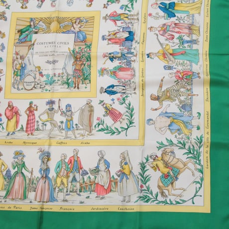 HERMES Carre 90 Silk 100% Scarf Stole "COSTUME CIVILS ACTUELS" #76421