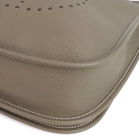 HERMES Evelyne III PM Shoulder Bag Taurillon Clemence Leather Etoupe ＃20063