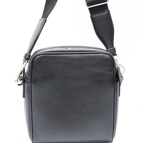 PRADA Front Pocket Crossbody Bag Leather Black 2VH168 ＃75628