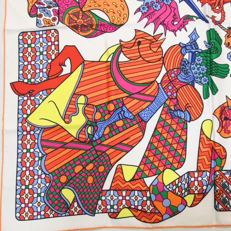 HERMES Carre 90 Silk 100% Scarf Stole "Duels Oniriques" #76433