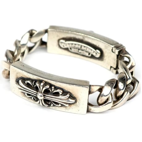 Chrome Hearts Dagger & Floral Cross Double ID Classic Link Bracelet #31639