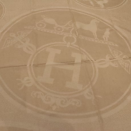 HERMES New Libris Craft Scarf Stole Cashmere Silk Beige #19937