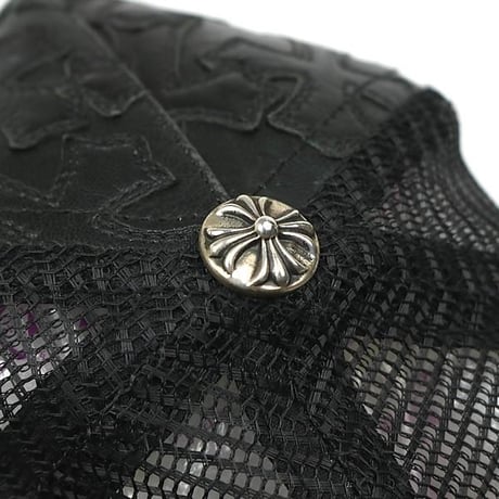 Chrome Hearts Cemetery Cross Leather Patch Mesh Trucker Hat Cap Black #104249