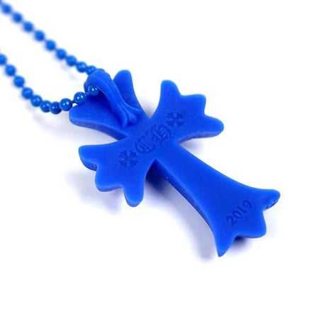Chrome Hearts Silicone Rubber Small CH Cross Necklace Blue #31408