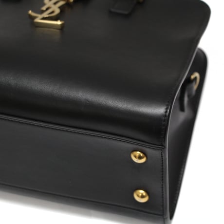 SAINT LAURENT PARIS Baby Cabas Handbag Leather Black #76037