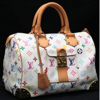 Louis Vuitton x Murakami Speedy 30 Handbag Monogram Multicolor White M92643 #75775