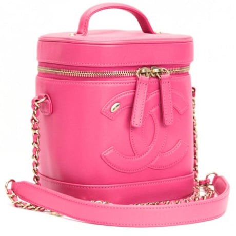 CHANEL CC Mania Vanity Bag with Chain Lambskin Pink #76575
