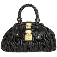 Miu Miu Matelasse Handbag Nappa Leather Black #76270