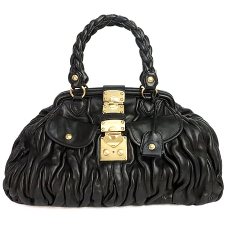 Miu Miu Matelasse Handbag Nappa Leather Black #20050