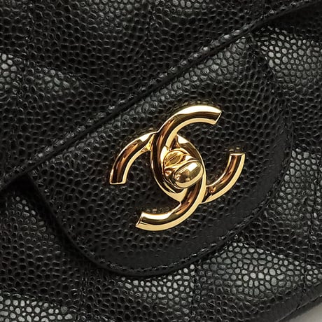 CHANEL Classic 30 Jumbo Double Flap Bag Quilted Caviar Black ＃20227