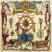 HERMES Carre 90 Silk 100% Scarf Stole "Musee" #76257