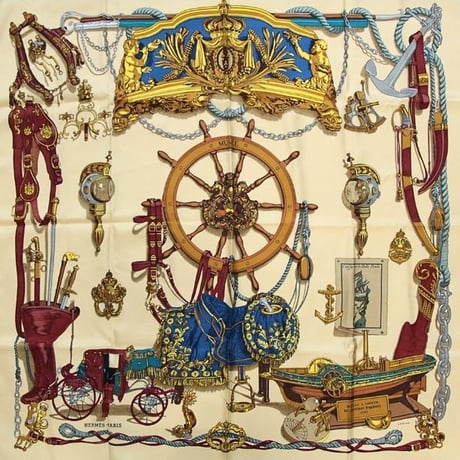HERMES Carre 90 Silk 100% Scarf Stole "Musee" #76257