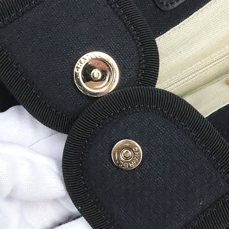 CHANEL Medium Deauville Tote Bag Canvas Black #20309