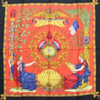 HERMES Carre 90 Silk 100% Scarf Stole "LIBERTE EGARITE FRATERNITE" #76422