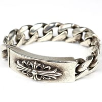 Chrome Hearts Early 90s Vintage Classic Link Floral Cross ID Bracelet 11 Links #103910