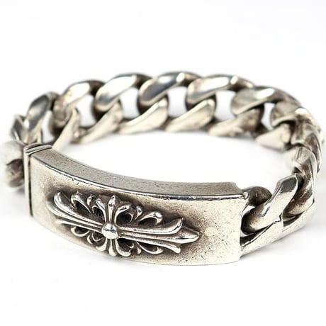 Chrome Hearts Early 90s Vintage Classic Link Floral Cross ID Bracelet 11 Links #103910