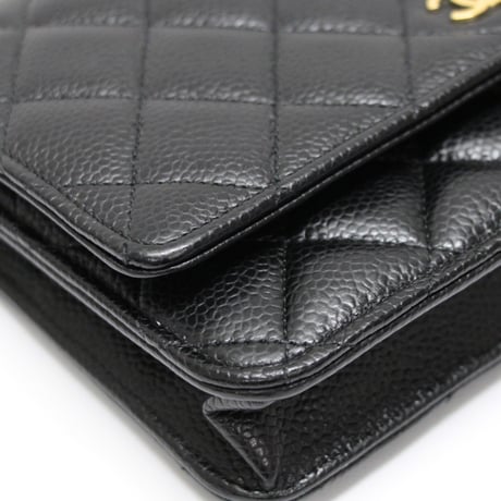 CHANEL Wallet on Chain Bag Quilted Caviar Black #76275