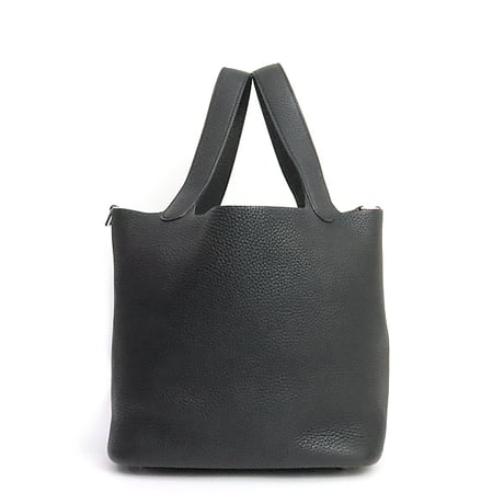 HERMES Picotin Lock MM Handbag Taurillon Clemence Leather Black #19769