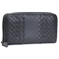 Bottega Veneta Zip-around Long Wallet Intrecciato Leather Black #76248