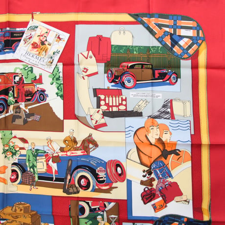 HERMES Carre 90 Silk 100% Scarf Stole "L Elegance et le Confort en Automobile" #76497