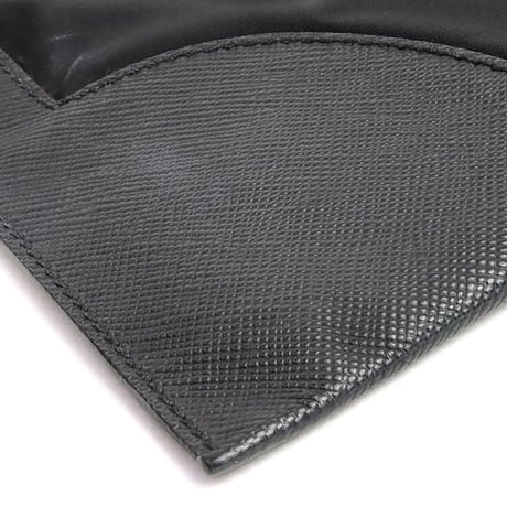 PRADA Clutch Bag Nylon Saffiano Leather Black 2VN089 #19575
