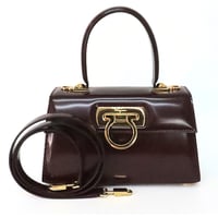 Salvatore Ferragamo Gancini Iconic Top Handle Bag Calfskin Burgundy #20301